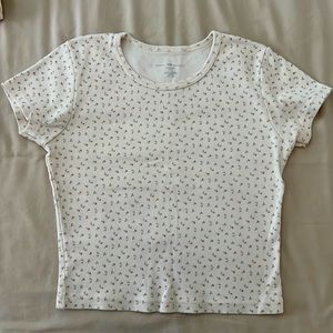 Brandy Melville shirt barely worn light beige with flowers
